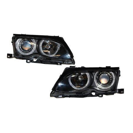 Set De Phares Avant Angel Eyes BMW E46 2002-2005 4-Porte Noir