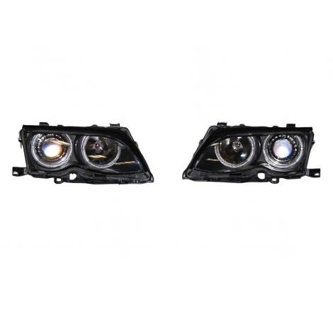 Set De Phares Avant Angel Eyes BMW E46 2002-2005 4-Porte Noir