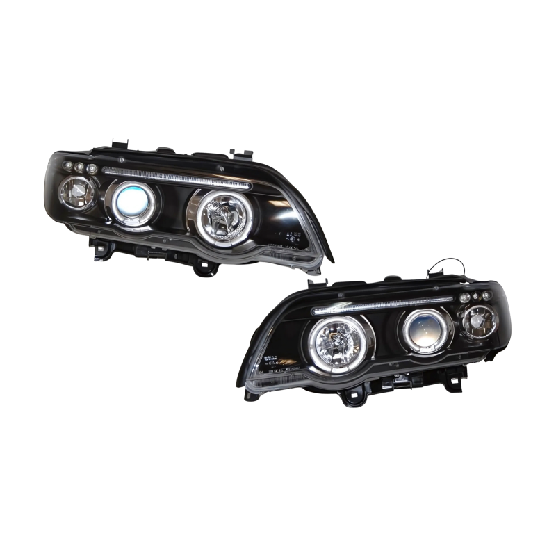 Set De Phares Avant Angel Eyes BMW X5 2001 Noir
