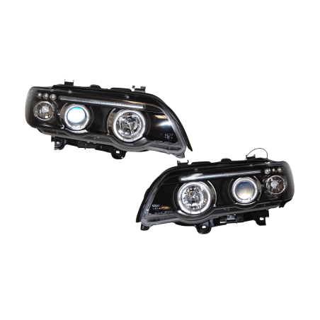 Set De Phares Avant Angel Eyes BMW X5 2001 Noir